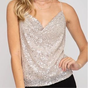 Sparkle Cowl Neck Top
